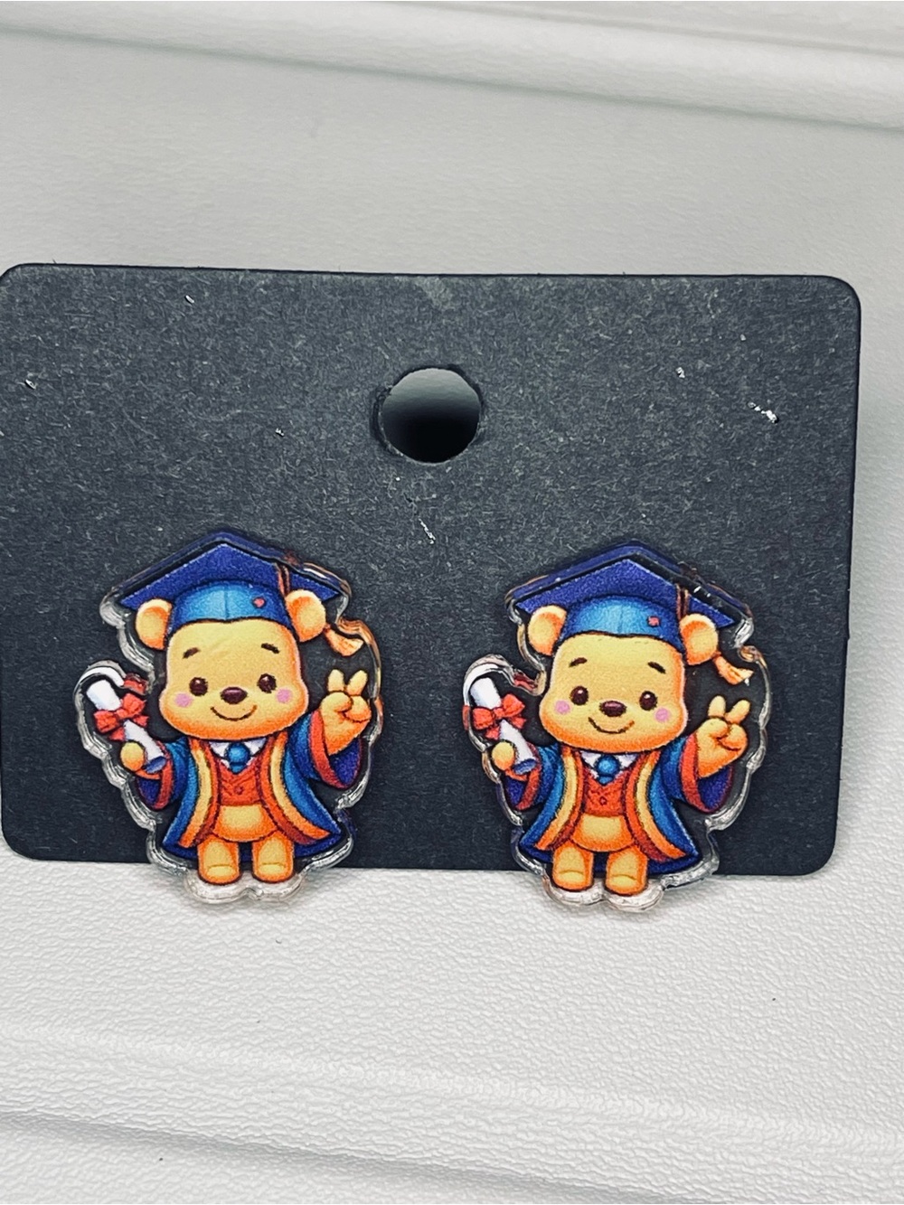 Cute Graduate Bear Stud Earrings